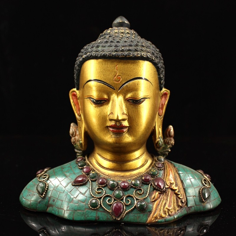 铜人艺巷铜人艺巷全铜尼泊尔工艺释迦摩尼佛头像佛首释迦牟尼佛家居