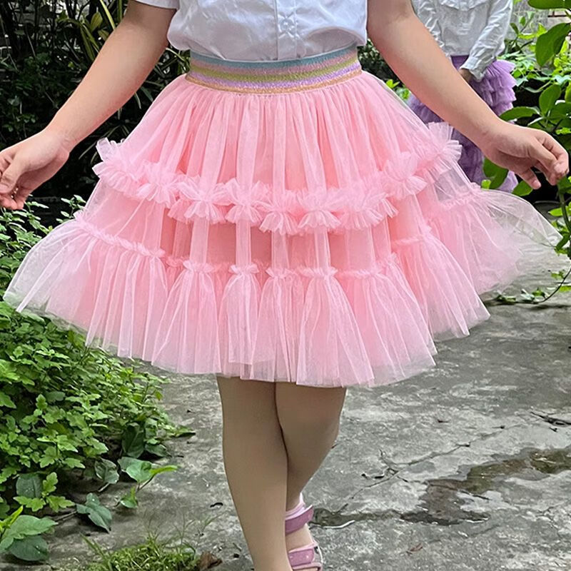hou)女童半身裙纱裙粉红色儿童蛋糕裙5女宝宝白色舞蹈裙子6公主tutu裙
