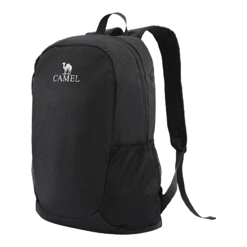 骆驼萌趣户外双肩包徒步旅游休闲学生登山旅行背包书包新款男女 573C875035A，黑色