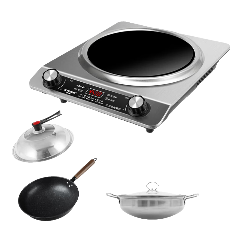 半球（PESKOE）4500W凹面電磁爐大功率家用多功能新款猛火炒菜套裝電磁爐灶 半球4500W單機+全套餐