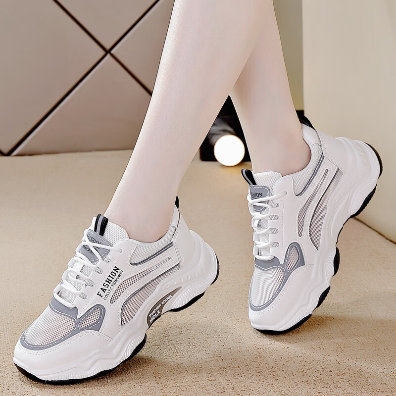 百丽美咖老爹鞋女款年新款秋季鞋子女时尚网面透气休闲鞋运动鞋女 xq