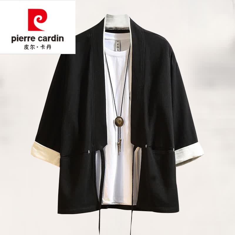 皮尔卡丹（pierre cardin）古风夏季中国风仙鹤刺绣亚麻外套汉服男古装宽松棉麻居士道袍道服 1820光版黑 2XL属于什么档次？