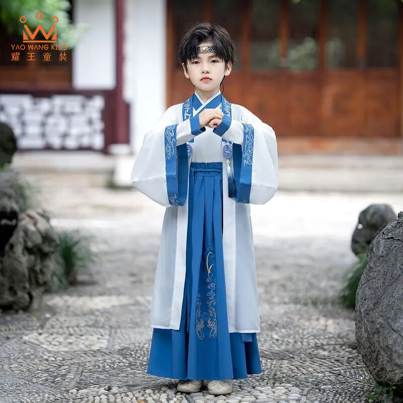 耀王儿童古装汉服男童国学服三字经弟子规演出服书童套装ST11 青玉140使用感如何?