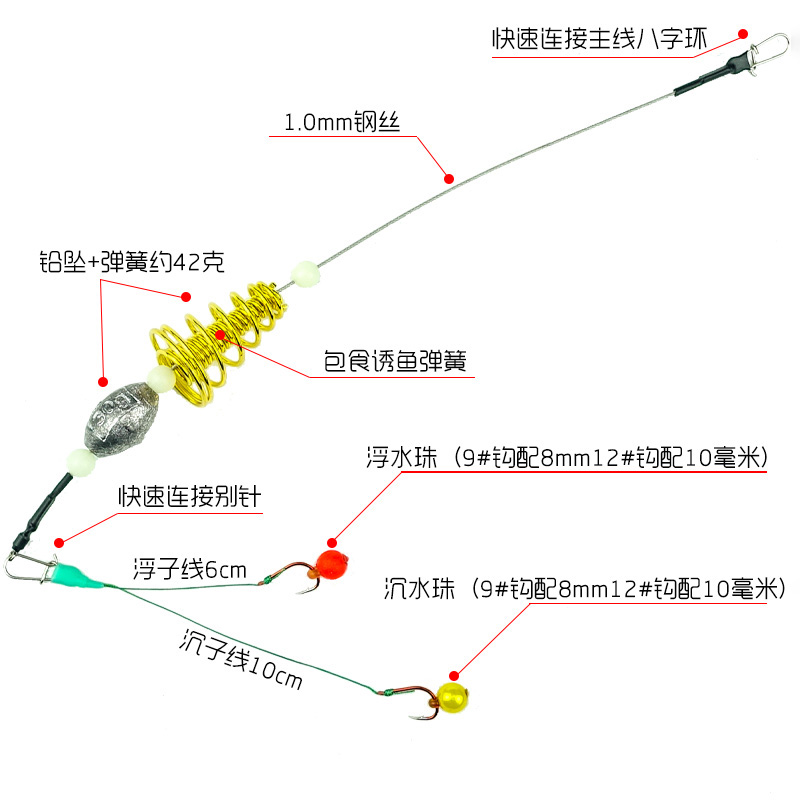 【京品优选】反底钓组佑宇四川珠珠钓法一低一浮伊势尼鱼钩鲤鱼草鱼