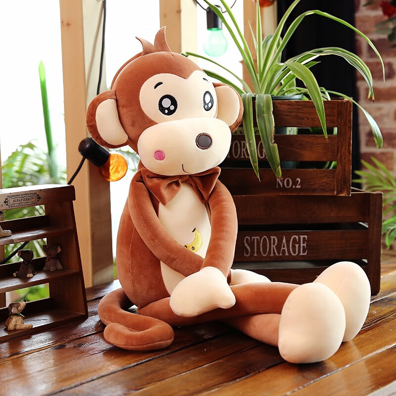 吉娅乔（Ghiaccio）贝贝猴毛绒玩具公仔小猴子软抱枕新款可爱布娃娃毛绒公仔 咖啡色 40CM