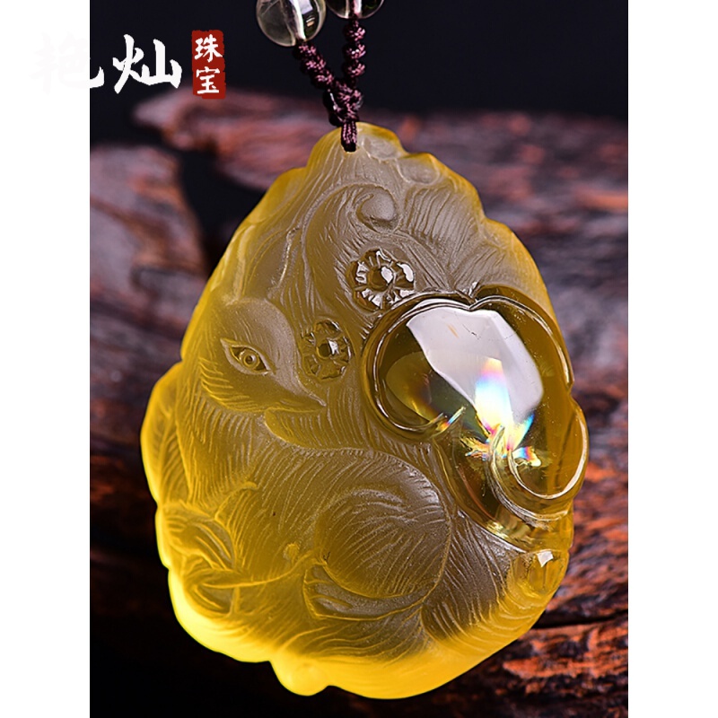 艳灿 桃花姻缘财运项链灵狐狐狸七彩九尾狐仙吊坠女男礼物情人节礼物