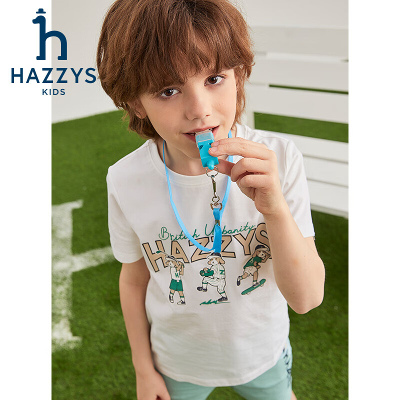 哈吉斯(HAZZYS)品牌童装男女童T恤夏季新款弹力时尚休闲简约百搭短袖圆领衫 蔷薇露 145