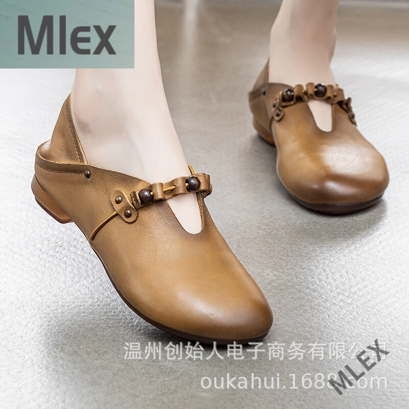 mlex吐火罗鞋类店秋季新款一脚蹬复古气质女单鞋懒人鞋软底圆头平底鞋