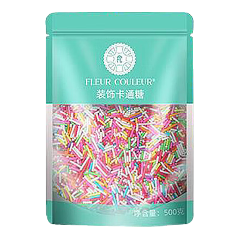 FLEUR COULEUR法采糖珠蛋糕裝飾珍珠糖粒白色金珠可食用烘焙糖針糖豆生日圣誕  七彩糖針500g