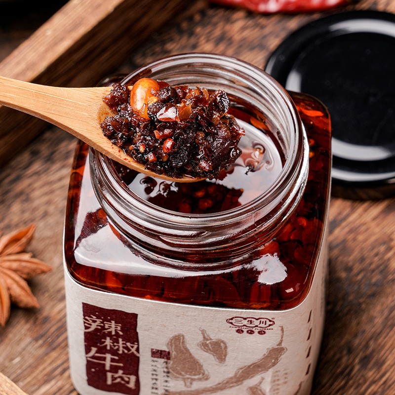 三生川川渝特色辣椒酱牛肉酱泡菜下饭菜腊味肉酱拌饭拌面酱180g(单瓶)