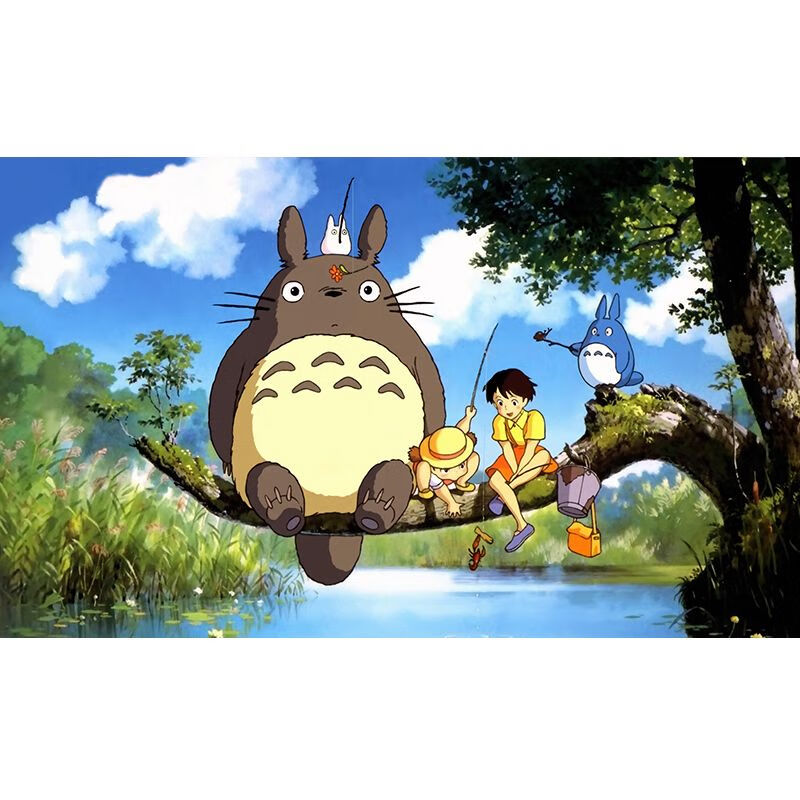 千与千寻海报墙贴纸卡通动漫宿舍寝室超大墙纸挂画自粘 龙猫钓鱼 40高