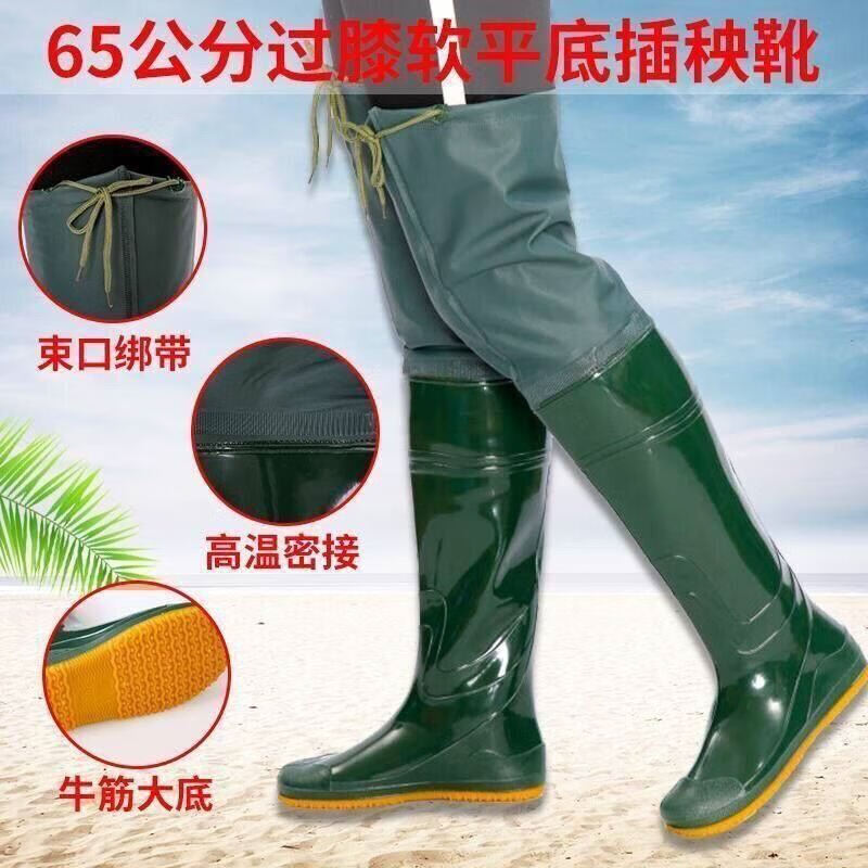 勛貍粑防水襪下田插秧水鞋軟底女長筒雨靴男水襪稻田靴子農(nóng)田鞋水田靴農(nóng) 65公分系帶005 42