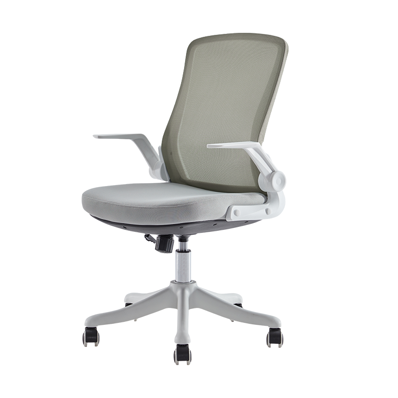 得力 deli 椅背扶手可翻折电脑椅 人体工学居家风格办公椅 学习座椅 家用舒适 91106 灰色