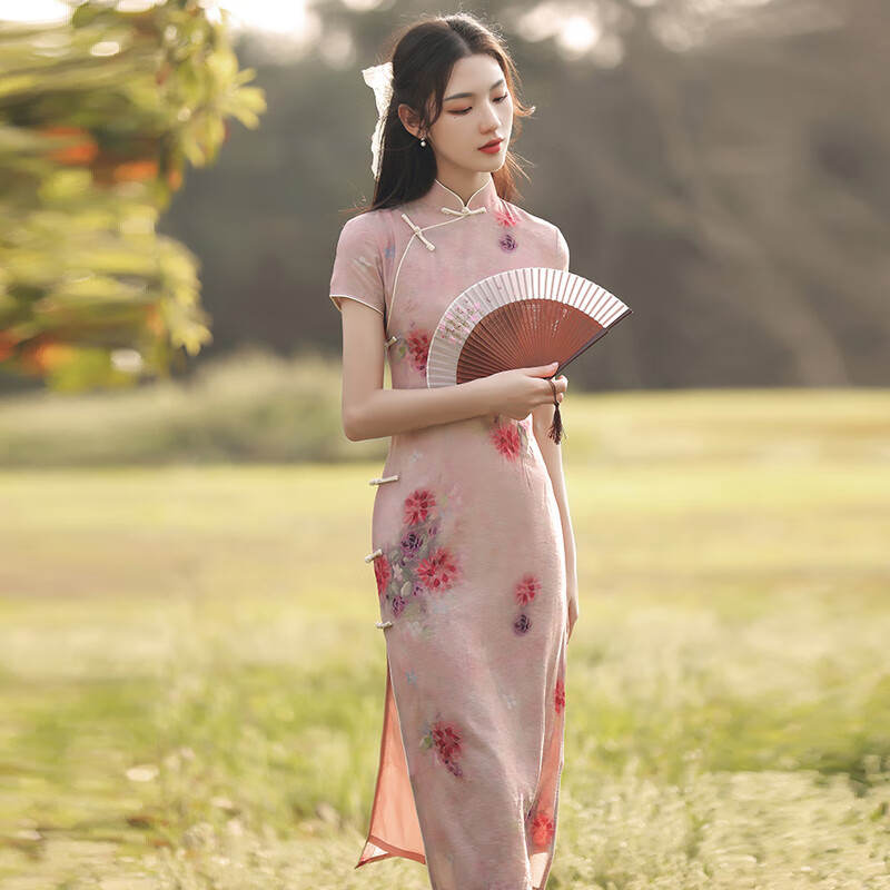 杏送考旗袍日常可穿红色2024新款夏季女年少女民国风改良年轻款司藤