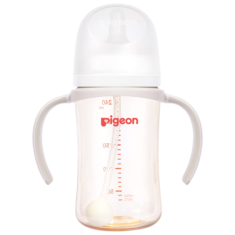 贝亲（Pigeon）自然离乳 PPSU重力球吸管奶瓶 双把手 240mL  6月以上 AA252