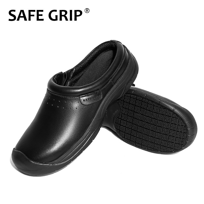 SAFE GRIP 厨师鞋 厨房工作鞋男专用鞋 防滑防水防油透气 黑色 JZMS-03 37