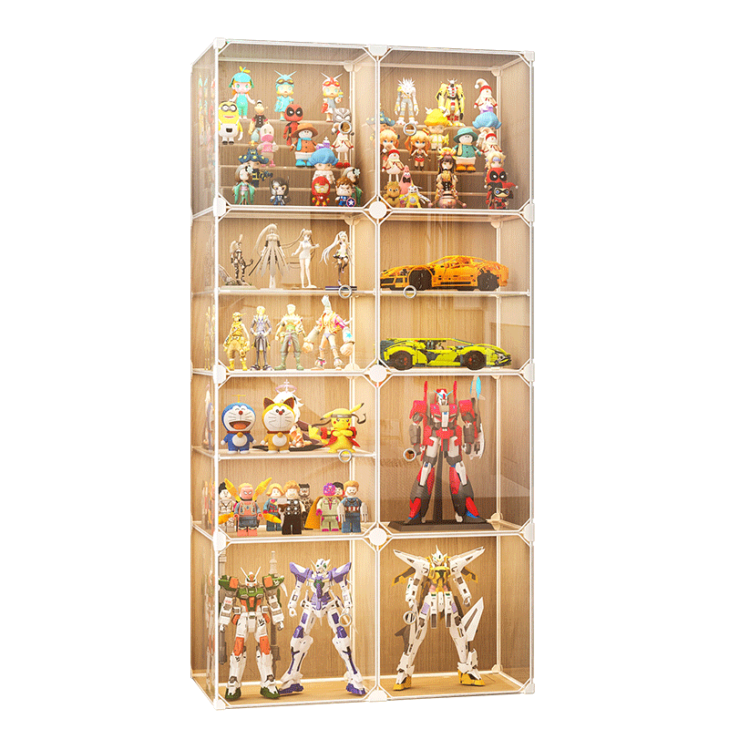 蔻丝（ColesHome）带灯手办展示柜家用玩具模型展示柜塑料陈列柜积木架子 透明加大款-3列5层