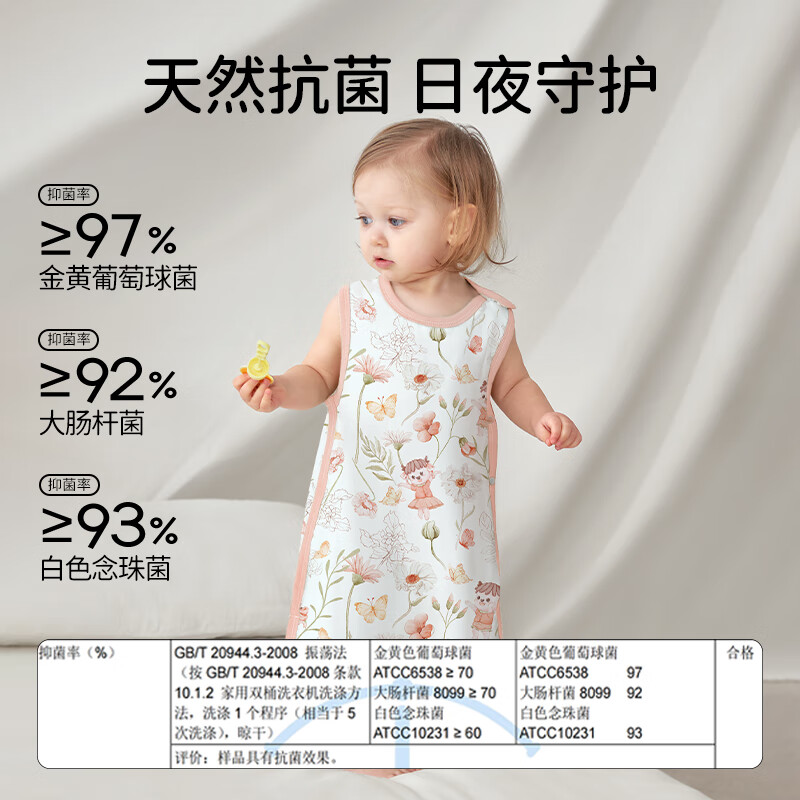 欧孕婴儿睡袋春秋薄款竹棉纱布宝宝无袖背心式睡衣儿童防踢被神器 畅游-(前二后二) 100推荐身高45-80cm(2-6岁)