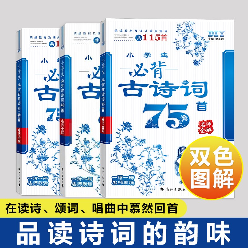 思脉DIY品学兼优小学生必背古诗词75首 名师全解（扫码听读朗诵）统编教材及课外重点篇目 青花瓷古诗词 状元学霸 暑假必背