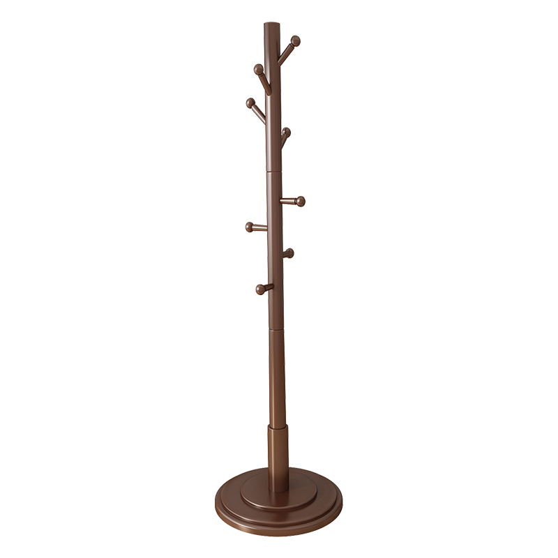 豪美佳简约实木衣帽架挂包架落地卧室内家用现代简易收纳置物架衣服杆子 黑胡桃树枝挂头【圆盘款】