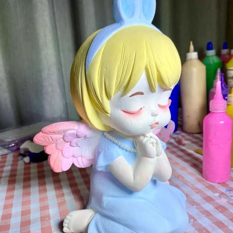 diy祈祷天使宝宝涂色搪胶娃娃手工库洛仔彩 祈祷天使宝贝a(约22c·m)