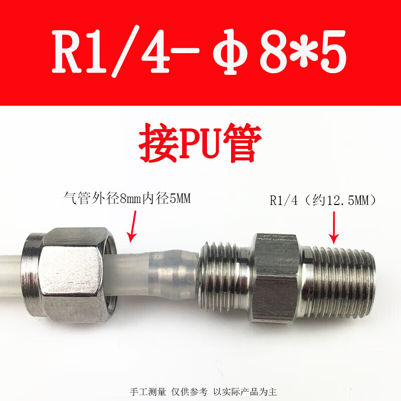 304不銹鋼外螺紋快擰接頭氣管鎖母直通PU管管氣動快速接頭 R1/4-8*5