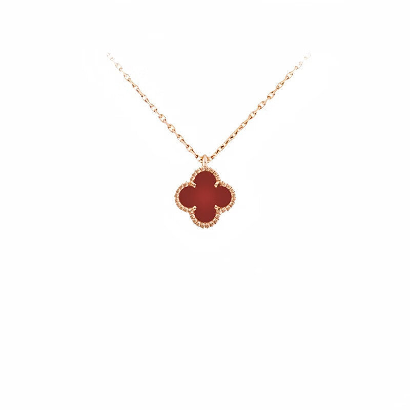 小号四叶草项链 玫瑰金 红玛瑙