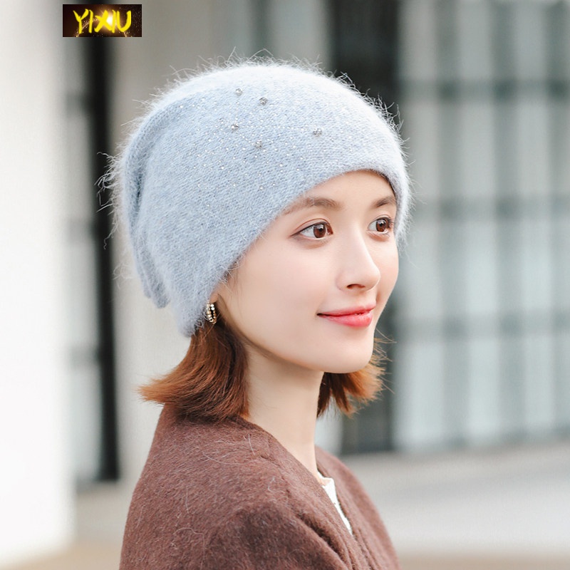 德朔冬帽女帽子秋冬百搭保暖时尚洋气中年妈妈针织毛线包头堆堆帽