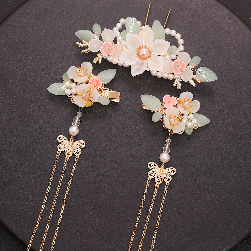 古风汉服头饰女发簪步摇古装盘发边夹头饰一套装配饰超仙少女发冠