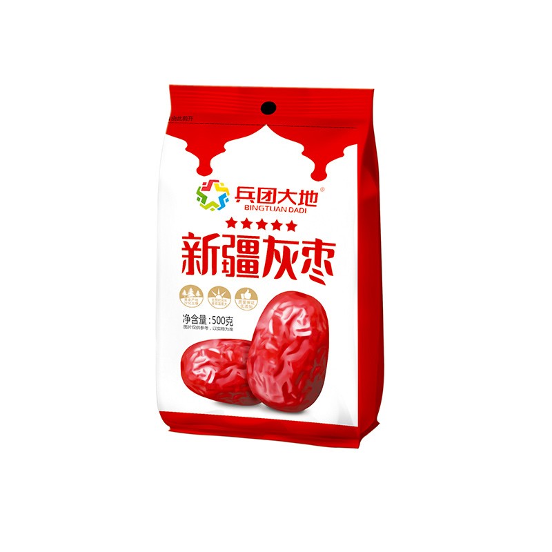 兵团大地 新疆特产大枣红枣干货灰枣骏枣果干零食 灰枣五星500g-一级