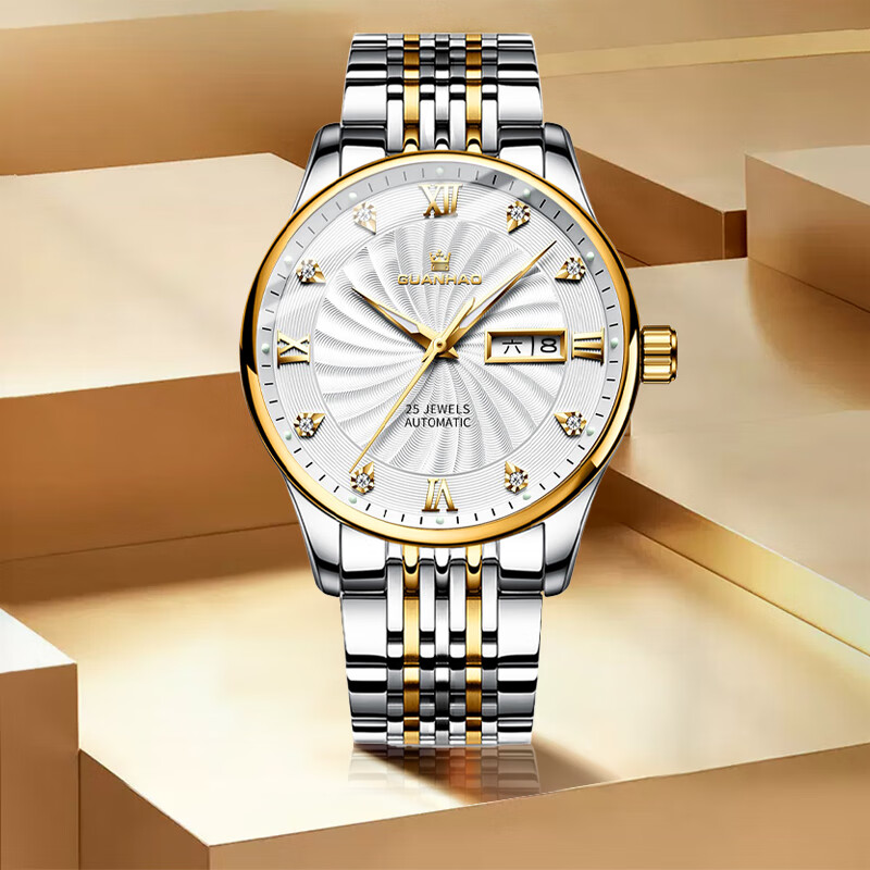 冠豪(guanhao)冠豪tsz男士手表全自动机械表瑞士名牌夜光双日历防水陀