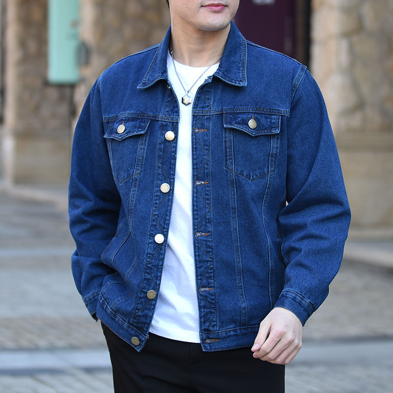 kutrol 2021春季新款男中老年牛仔夹克上衣春秋款男式长袖工作服大码