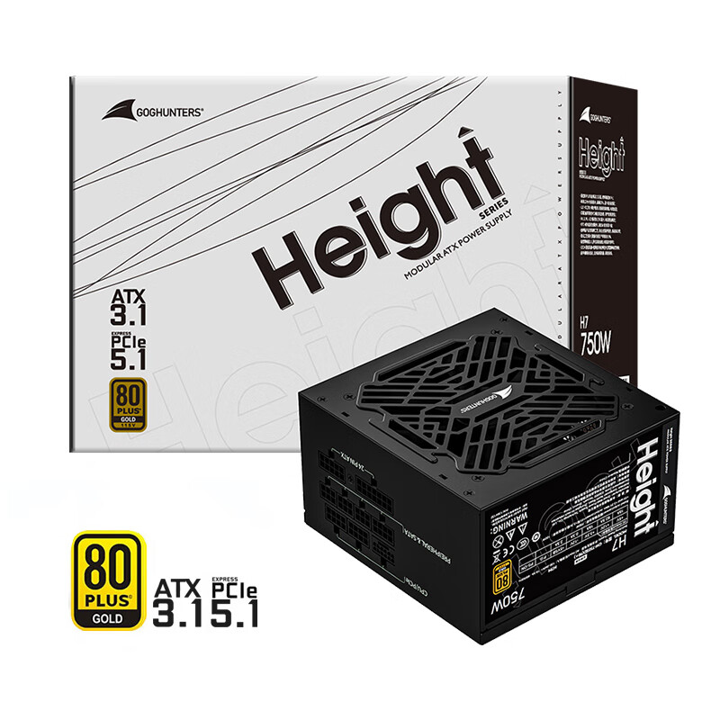 长城（Great Wall）猎金H系列金牌全模组台式主机台式机电脑电源 漏电监测/单路12V/全电压/自动启停 ATX3.1 H7 750W金牌全模组/黑色