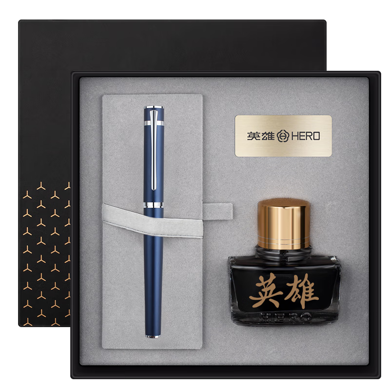 英雄（HERO）鋼筆商務(wù)辦公銥金筆時尚個性墨水鋼筆書寫套裝【探索者】H605C 天際藍(lán)