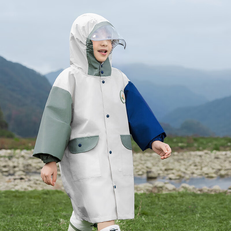 柠檬宝宝儿童雨衣男童女孩大童小学生带书包位上学专用雨披 星辉蓝米 M