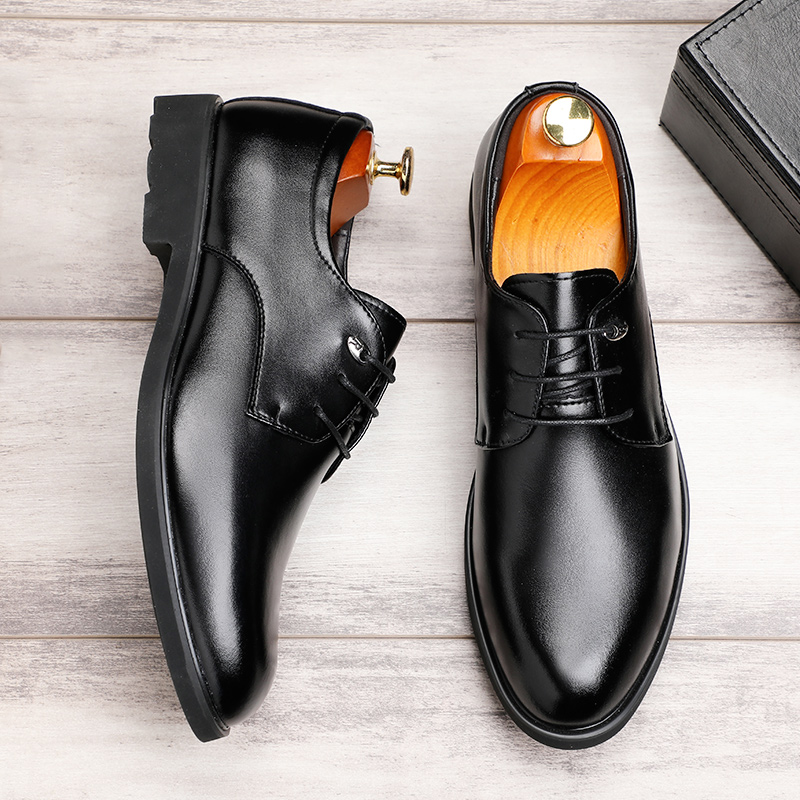宜驰（EGCHI）皮鞋男士商务休闲正装英伦耐磨舒适通勤鞋子男 1618 黑色 42