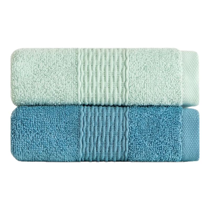 三利毛巾纯棉夏季家用吸水速干男女全棉柔软成人洗澡洗脸大人面巾 蓝色+绿色 2条