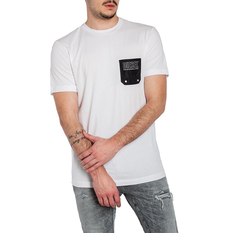 迪赛(diesel)男士棉质徽标图案短袖t恤衫 00sy99 0dayd 100 白色 xxs