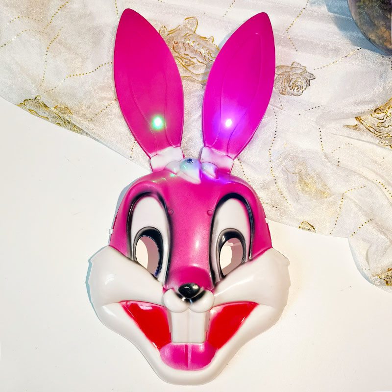 【现货直发】光粉色小兔子面具儿童卡通动物六一礼物万圣节舞台表演