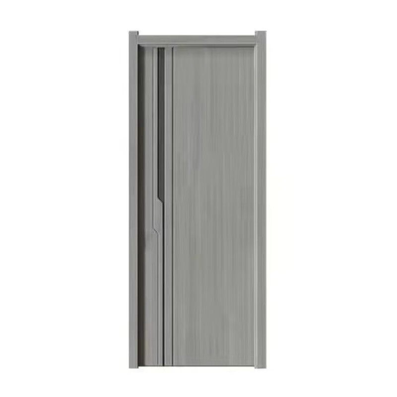 室内门免漆碳晶实木门房间卧室门新款套装门框门套 银梨6号色x2 整套