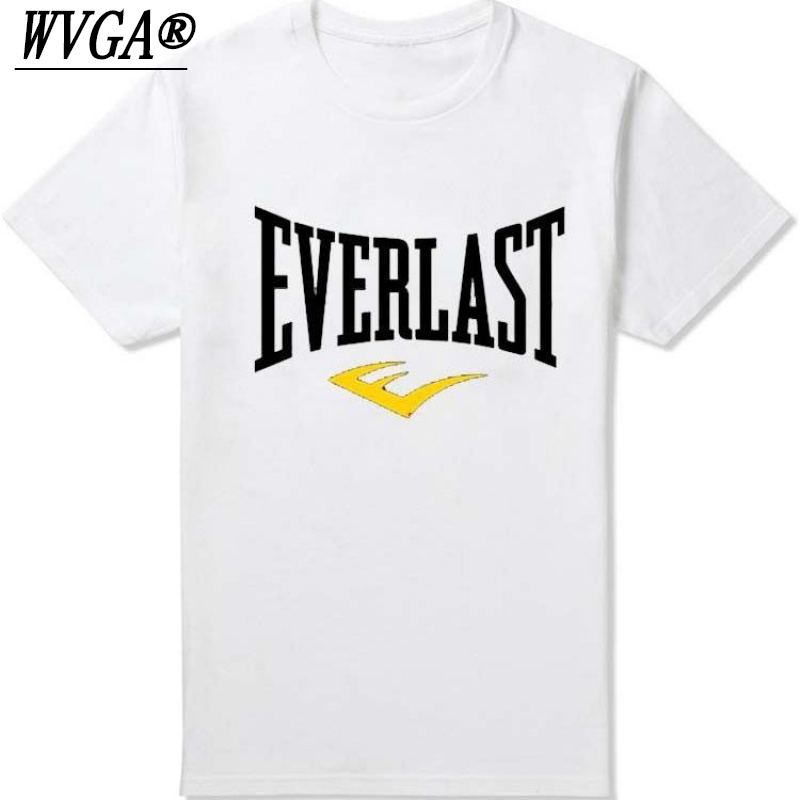 wvga everlast logo 短袖t恤男女同款圆领纯棉舒适上衣1件黑白 白色 s