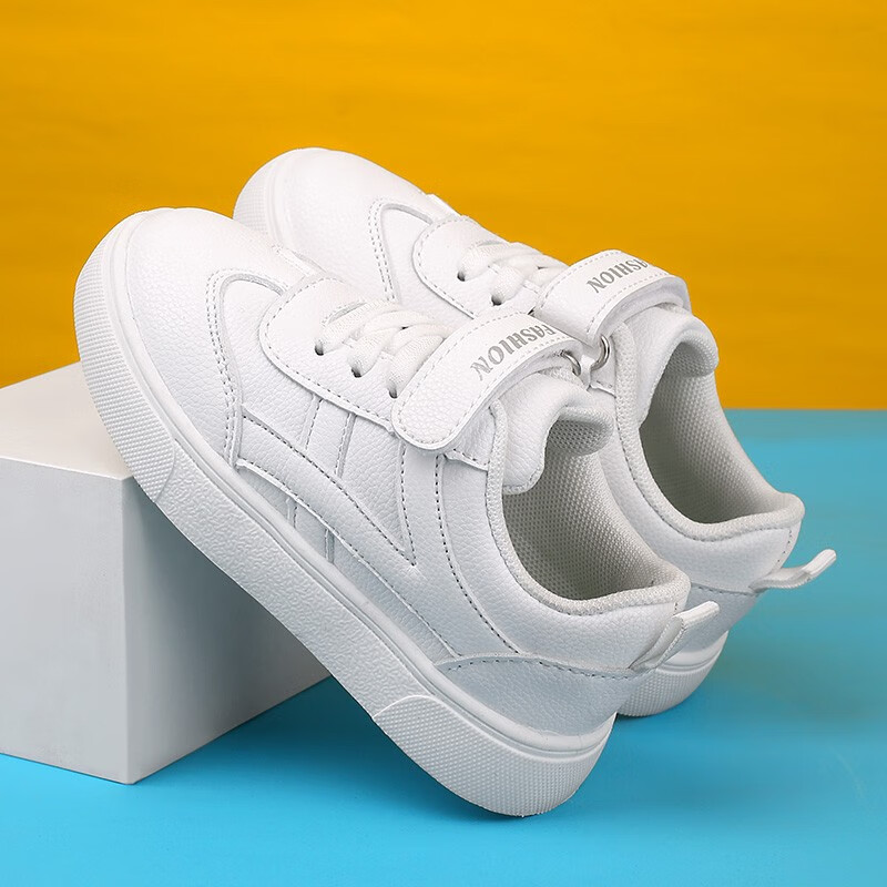 贝天熊（BeiTianXiong）童鞋春款男童软底休闲鞋秋冬新款女童网面鞋透气儿童革面运动鞋  BJW259白色（皮面） 33 内长20.8/脚19.8