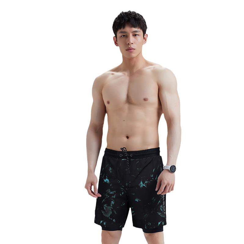 TOSWIM拓胜泳镜侠推荐 男士游泳裤游泳潜水冲浪排球温泉度假沙滩裤 【绿光海域泳裤】 2XL