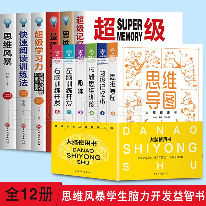 青少年大脑开发书 全套12册 大脑使用说明书级记忆术 思维导图 数独 逻辑思维训练 快速阅读训练
