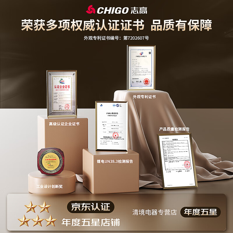 志高(CHIGO)无线车载吸尘器家用手持大吸力车用小型汽车桌面便携新能源随手吸 150W+吸抽充吹+滤芯*3+收纳袋