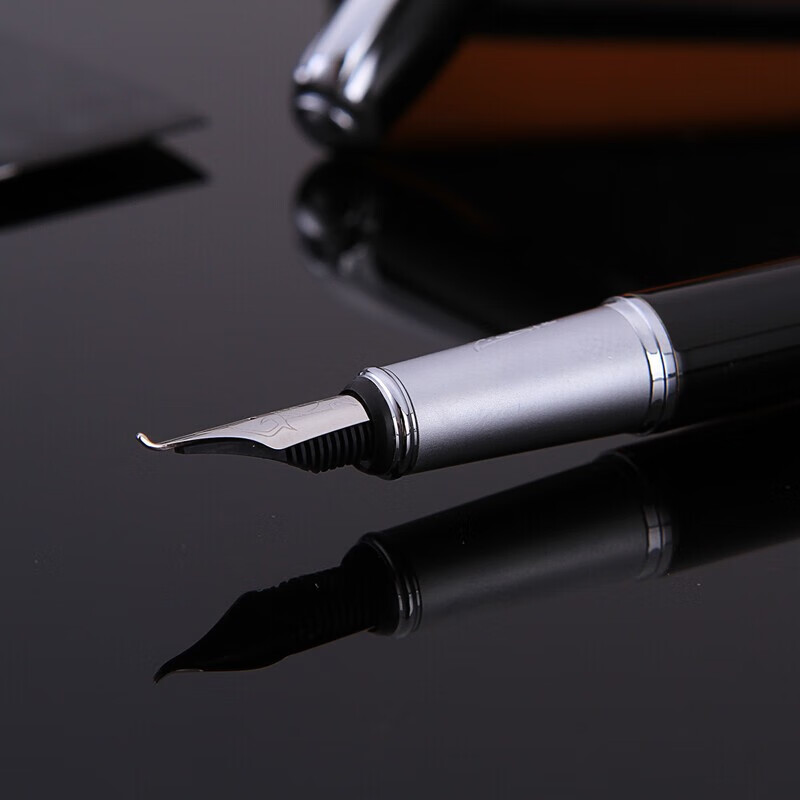 毕加索(Pimio)钢笔916美工笔弯头弯尖书法练字墨水笔男女士成人签名签单笔学生练字笔节日送礼钢笔 【亮黑色美工笔】1.0mm