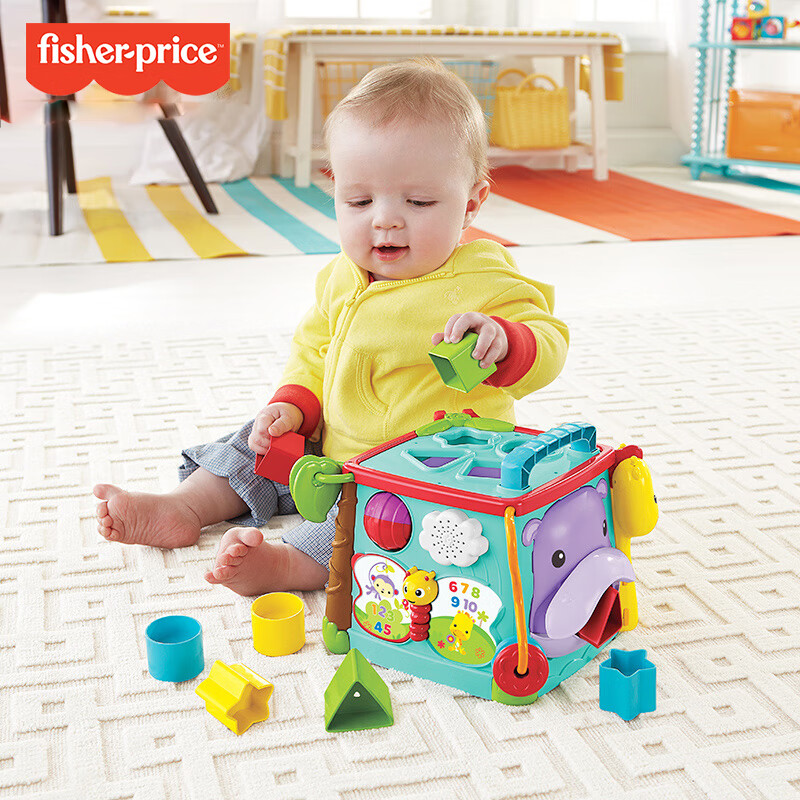 费雪六面盒六面体智立方宝宝学习早教启智儿童玩具生日礼物 探索学习六面盒(双语)
