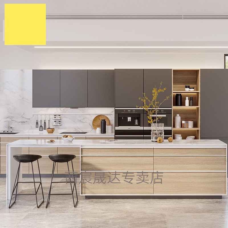 妙普乐岛台柜厨房中岛台 全屋定制家具开放式石英石台面中岛台厨房