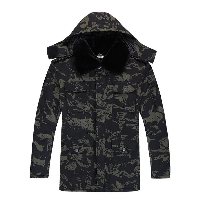 烈焰戰(zhàn)隊(duì) 迷彩大衣 男士棉服冬季新品可脫卸內(nèi)膽防水耐磨迷彩棉衣 加厚保暖防寒服勞保服保安工作服棉襖 黑鷹迷彩【內(nèi)膽可拆卸】 190
