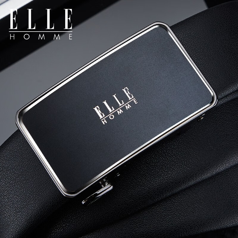 ELLE HOMME法国品牌男士皮带高档自动扣头层牛皮内扣腰带生日礼物送男友老公 902025儒雅银扣/专柜礼盒
